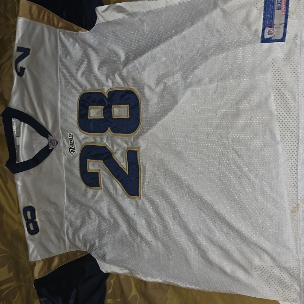 Reebok NFL Rams Faulk 28 Jersey Auth 3XL gently used white/Blue/Gold